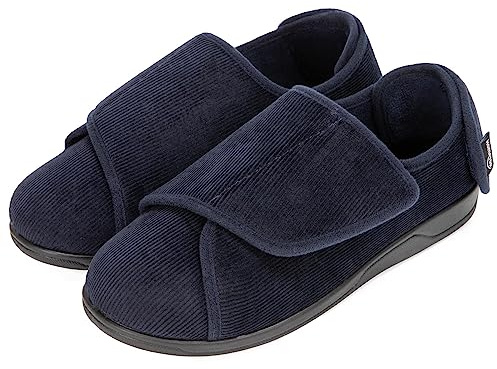 HomeTop Men's Wide Fit Slippers Navy, 12 UK