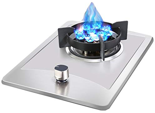 Placa de cocción a gas Placa de cocción a gas de acero inoxidable, placa de cocción portátil, placa de cocina/cocina individual integrada, con protección contra incendios, fácil de limpiar, compa