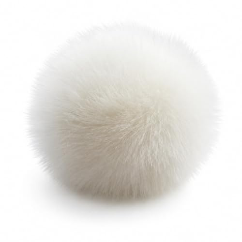 Yurosiay 11 Stück 12cm Groß Kunstfell Bommel DIY Bunt Fellbommel Weich Flauschig Kunstfell Pompon Süße Fellpompon für Mützen Schlüsselanhänger Schals Handschuhe Taschen Zubehör Weiße