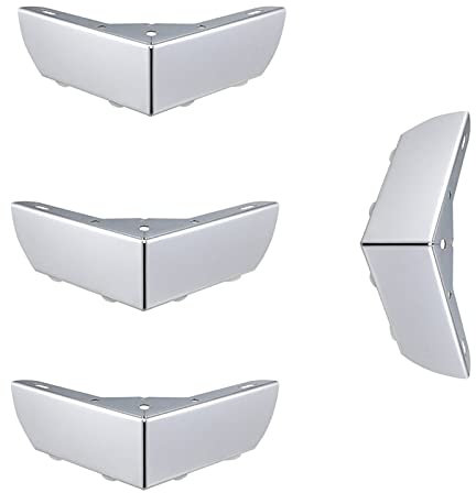 4 Piedini Per Mobili In Metallo (cromato), Per Tavolino, Tavolo Da Pranzo, Scrivania Di Design, Comodino, Armadio E Divano