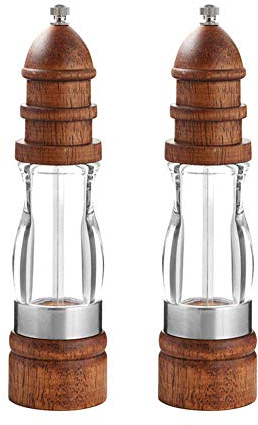 Set macina sale e pepe Sweet 10, saliera e pepiera in legno con finestra visibile in acrilico, nucleo in ceramica, confezione da