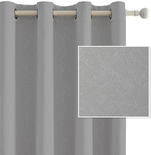 Ystyle Tende Oscuranti per Interni 2 Pezzi, 140x240 CM, Termiche Isolanti, Anti-Rumore, con Anelli, Tenda Moderna Per Camera da Letto e Soggiorno, Grigio Chiaro