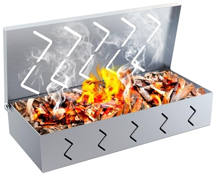BBQCuker Grill-Räucherbox, Edelstahl, lebensmittelecht, funktioniert mit Holzspänen, geräuchertem Grillgeschmack, Scharnierdeckel, verwindungsfreies Grillzubehör (1 Stück, 22,9 x 10,9 cm)