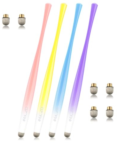 ELZO Tablet Stift für Alle Tablets, 4er Pack Stylus Pen, Eingabestift Touch Pen für Alle Handys, Apple iPad, iPhone, Samsung, Surface, Lenovo, Xiaomi, Chromebook, Huawei Android iOS usw