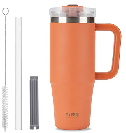 Coffee Cup Travel Mug , 30oz Water Bottle, Tumbler, Travel Cup with Handle | Insulated, Leakproof, with Lockable Flip Lid, Scalable Straw, Stainless Steel, Vacuum, Portable for Hot and Cold Drinks