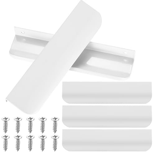 mauuuba 5 Stück Weiße Möbelgriffe, 150mm Versteckte Schrankgriffe Küchengriffe Weiß, Aluminiumlegierung Schubladen Griffe für Schranktüren Kleiderschrank Türgriffe Schubladengriffe, mit Schrauben