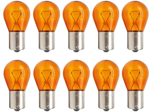 ShuoHui 10x 12V 21W BA15s Indicator Ball Lamp Orange Blinkerbirne Blinkerbirnen Glühbirne orange Gelb Halogen 1156 P21W (Gelb)