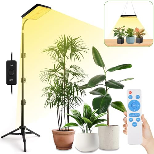 Semlosem Grow Lampe mit Fernbedienung,3700 Lumens，226 Chips Pflanzenlampe LED Vollspektrum, 62.5“ Höhe Einstellbar,mit 4/8/12H Timer,Flexible Schwanenhals, Stehend und Hängend Pflanzenlampen