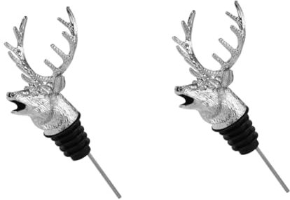 Amosfun 2pcs Christmas Reindeer Wine Decanter Aerator Stag Bottle Stopper Silicone Wine Topper for Red Accessories Random Style
