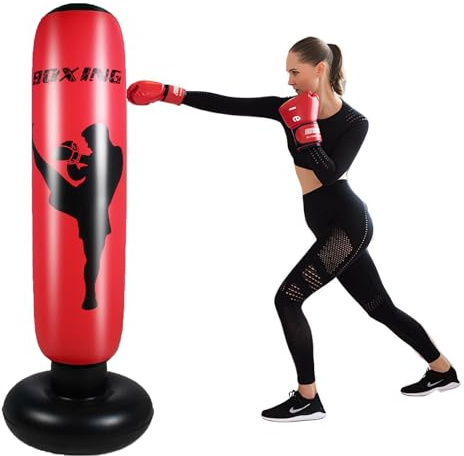 Buithafu Sacco da boxe autoportante per MMA, Muay Thai, fitness, kickboxing, sacco da boxe resistente, con supporto, per adulti e ragazzi (Senza guanti)
