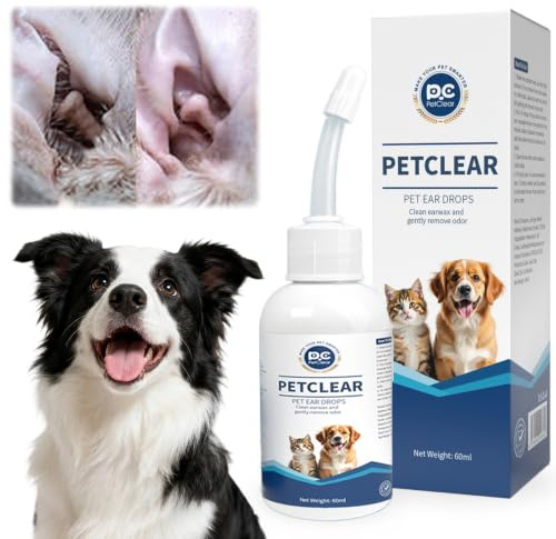 Ohrenreiniger hund Ohrenpflege für Hunde 60ml Ohrenreiniger stoppen Ohren Entzündungen und Juckreiz, Haustier Ohrreiniger für Hunde und Katzen, Hundeohrreinigungslösung, Schmutz, Geruchsentferner