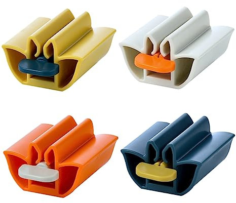 Cabilock Lot De 4 Presse-Tubes De Dentifrice Forme Lotus Multicolores en Plastique Robuste, Support Distributeur pour Presser Facilement Tube De Dentifrice, Usage Quotidien Salle De Bain