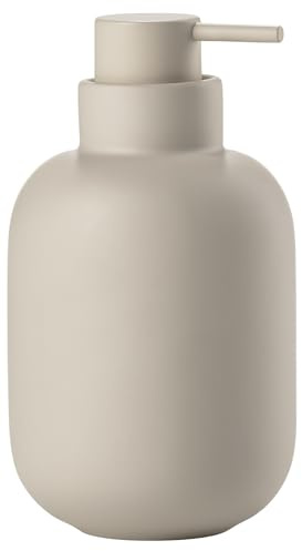 Zone Denmark Sensu Seifenspender für Flüssigseife, Pumpspender fürs Bad, Steingut/Keramik, Skandinavisch im Design, 300 ml, Höhe 13 cm, Sand
