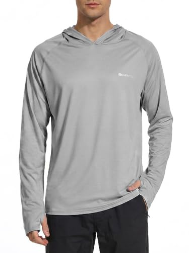 HUAKANG UV Shirt Herren Langarm UPF 50+ Sonnenschutz für Angeln Surfen | Schnelltrocknend Atmungsaktiv Elastisches Rashguard Kapuzenpullover UV Sonnenschutz Schwimmen Running