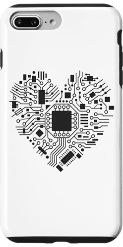 Carte mère puce circuit informatique coeur graphique Coque pour iPhone 7 Plus/8 Plus