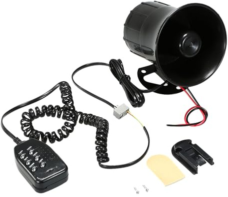 Motocicleta de automóvil megáfono Altavoz Fuerte 6 Tonos eléctrico bocina Super Fuerte 105115dB con micrófono para la Seguridad de la Advertencia de Emergencia Negro 12V