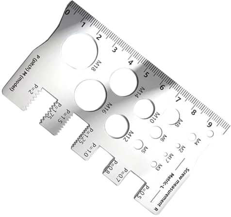 Calibrador De Rosca Para Tornillos,Regla de Medición de Tornillos | Regla Medidora de Rosca Métrica para Construcción, Taller, Industrial, Automoción, Hogar y Mecánica
