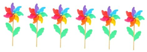 JOINPAYA 6pcs Wooden Pole Windmills for Outdoor Pinwheel Garden Decoration Colorful Lawn Stakes Rotating with Wind for Boys