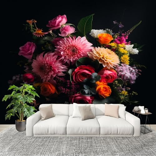 Wallpaper Painted Chrysanthemums and Roses Mural Photo Kids Bedroom Home Poster Decoration Wallpaper Colorful 3D Effect for Living Room Ceilings Kitchen 400x280 cm