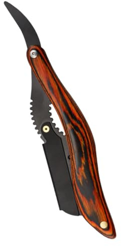 Housoutil Rasoir Pliable en Bois Tête en Acier Inoxydable Tondeuse à Barbe Compacte et Légère Manche Antidérapant pour Rasage Précis Visage et Cheveux Outil Multifonction Homme Noir