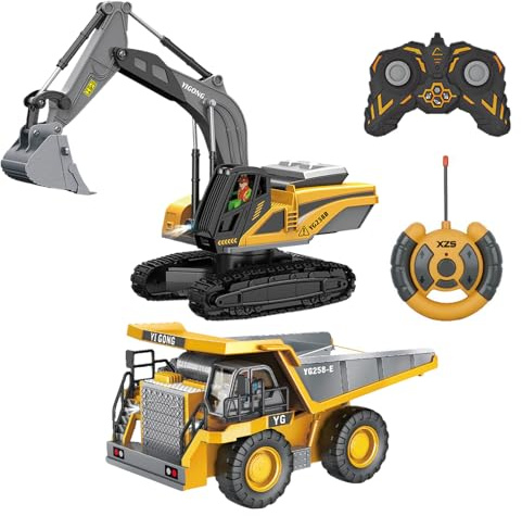 Camion télécommandé - ABS+ 8,3*5*4 pouces | Jouet d'excavatrice, jouets de véhicules, tracteur de pelle, jouet de décharge | Camion de jouets de Construction pour garçons de 3 4 5 6 7 8 à 12 an