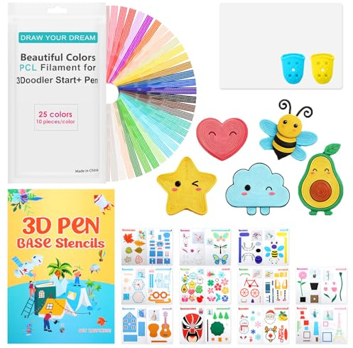 30 Farben 3D Stift filament PCL 2.5mm 3D Stift Nachfüllpacks mit 44 Bildern Miniaturbuch und Unterlage, nur Kompatibel mit Start+ Druckerstift (25 Farben)