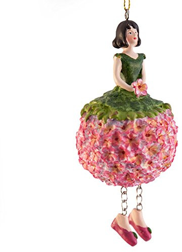 Dekofigur Geranienmädchen Rosa-Pink zum Hängen Flower Fairy Figur Dekofigur Blumenfigur Skulptur Blumenkinder