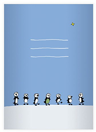 Kartenkaufrausch 16 Niedliche Pinguin DIN A4 Grundschul Hefte mit Sternchen auf blau Kontrastlineatur 1