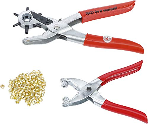 BGS Diy 75840 | Jeu de pinces à poinçonner et à œillets | 102 pièces