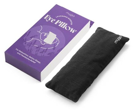 Myga Eye Pillow - Lavender Scented Relaxation Savasana Yoga Eye Pillow for Aromatherapy, Stress Relief, Relaxation, Tired Eyes and Headaches - 22.5cm x 10cm, Black