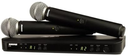 Shure BLX288/SM58 UHF Wireless Microphone System - Perfect for Church, Karaoke, Vocals - 14-Hour Battery Life, 300 ft Range | includes (2) SM58 Handheld Vocal Mics, Dual Channel Receiver | H11 Band