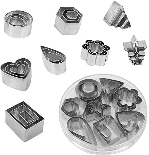 Juego de cortadores de galletas, 24 piezas de cortadores de galletas de acero inoxidable fondant DIY para hornear cortadores de pastelería