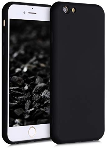 kwmobile Hülle kompatibel mit Apple iPhone 6 / 6S Hülle - gummierte TPU Silikon Handyhülle - Schutzhülle für kabelloses Laden - Case in Schwarz matt