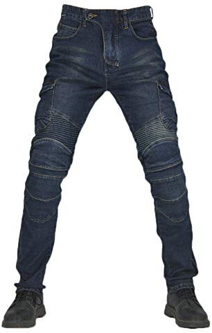 YOUCAI Herren Slim Fit Motorrad Jeans mit Protektoren Knie Und Hüftprotektoren Stretch Slim Fit Denim Motorradhose Cargo Motorradjeans Schutzhose Biker Pants,Blau,S
