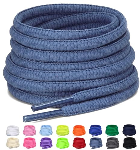 Puzeam 2 Pairs 6mm Oval Shoe Laces for Trainers, Shoelaces for Sneakers | 24 Colours Shoelaces, Half Round Laces for Running Shoes and Sports Shoes