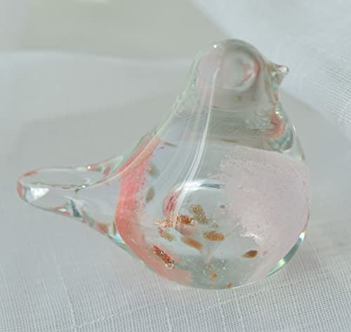 DECRZPB Fait à la Main en Verre Rose Oiseau Figurine soufflé Cristal Verre glaçure Presse-papiers Cadeau pour noël décor à la Maison Table Ornement