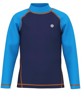 Boys Long-Sleeve Rash Guard - Kids UV Protection Surfing Tshirt Children Quickdrying Beach Swim Tee Youth Breathable Water Sports Top Dark Blue 5/6y