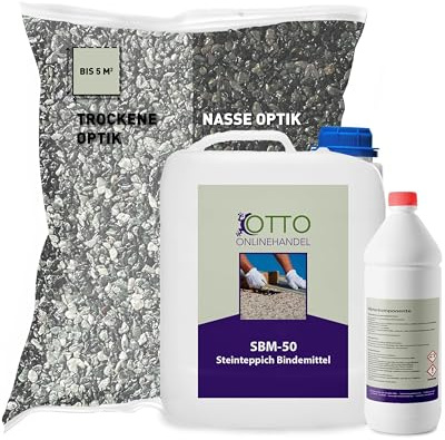 ST-EP Steinteppich Komplett-Set (Verde Alpi) für ca. 5m² inkl. 2K Epoxidharz Bindemittel, natürlicher Steinboden, Marmorkies