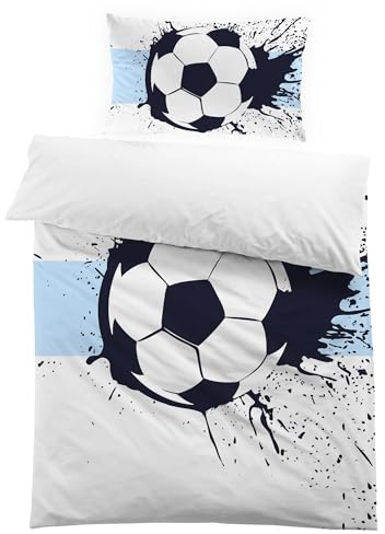 MUSOLEI Funda nórdica Fútbol Infantil para niños Funda de edredón Cama 90 Individual Juvenil 135x200cm Poliéster impresión 3D 1 Juego de Ropa de Cama 1 Funda de Almohada 50x75cm