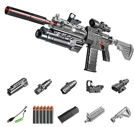 M416 Spielzeuggewehrpistole, Elektrische Kugelpistole Eva Soft Bullet Sniper Toy Foam Blasters Shell Ejecting Soft Bullets Shooting Games Für Kinder Erwachsene 35 Zoll-Grau