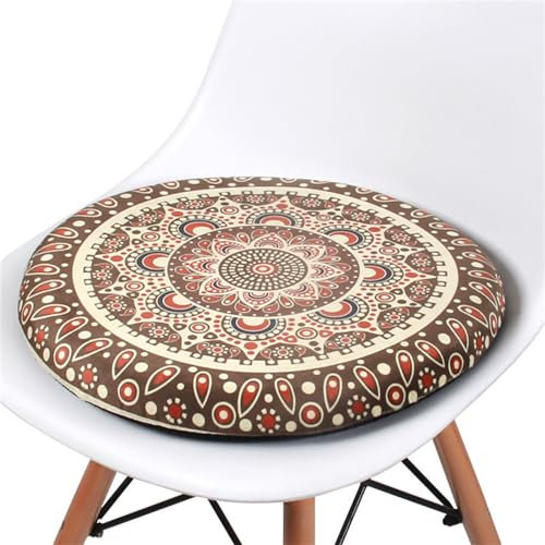 FANSU Cuscino per Seduta in Memory Foam Comfort, Cuscini per Sedie da Rotondo Cuscino per Sedia Rotondo Elastico Cuscini Rotondi per Sedili Lavabili per Casa, Giardino (42x5cm,Cachi Vintage)