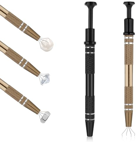 Molain Lot de 2 pinces à boule de piercing 12 cm 4 griffes Prong Pince à épiler Bijoux Pick up Outil de perçage Boule Grabber pour diamant noir + marron