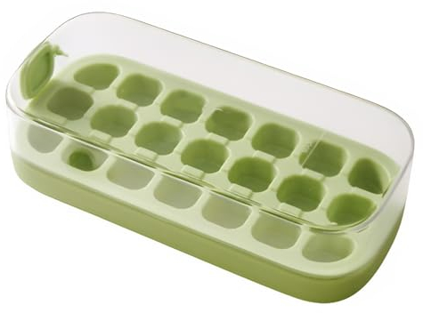 FOOMER Press-Type Silicone Ice Cube Trays for Home Ice Storage and Making, Reusable Ice Cube Maker for Freezer,Prefect for Cocktail,Whiskey,Chocolate (21 Grid,Green)