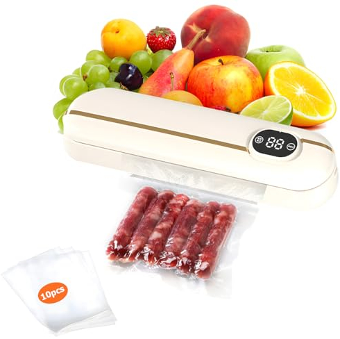 Envasadora Al Vacío, Envasadora Automática De Alimentos, 28 Cm De Largo, Envasadora Al Vacío Multifuncional, Máquina Al Vacío Para Alimentos Secos Y Húmedos, Con 10 Bolsas Al Vacío