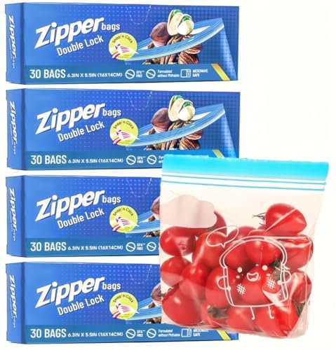 KAHEIGN 120 Pezzi Sacchetti per Alimenti da Congelatore, Piccoli Sacchetti con Chiusura Lampo a Doppia Tenuta Sacchetti Riutilizzabili con Fondo Allargato per Frutta Sandwich Verdure Carne Spuntini