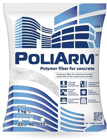 Polypropylen Faser (25; 40; 55 mm) / PP Fasern PoliArm für Beton, Industrieböden, Estrich, Mörtel, Putz (1 kg) (Faserlänge 25 mm)