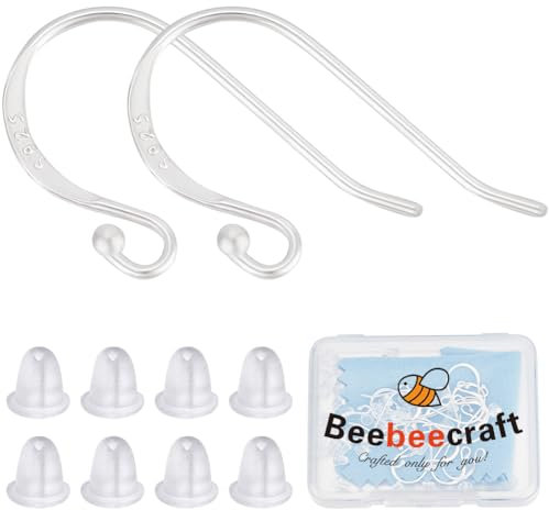 Beebeecraft 1 Box 20 Stück Französische Ohrhaken 925 Ohrhaken Aus Sterlingsilber Mit Kugel Ohrmuttern Fischhaken Ohrring Beschläge Baumelnde Ohrhaken Zur Schmuckherstellung Ohrringzubehör DIY Basteln