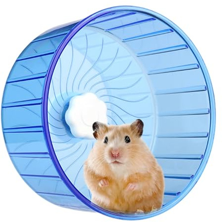 Roue De Course pour Hamster, 15 Cm Roue Hamster Silencieuse, Roue Hamster Silencieuse Transparent Accessoire De Cage avec Support Réglable, Roue pour Petits Animaux, Hamsters, Gerbilles, Lapins, Bleu