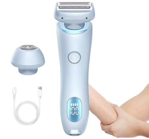Silk-Glide Electric, Beaut-ibl-OOM, Depiladora Silk-Glide sin dolor en casa, afeitadora portátil, recortadora de bikini Elektrische Rasierer con LED-Anzeige Für Damen, húmedo y seco (rosa)