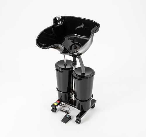 TONFEION Mobiles Waschbecken Friseur Haarwaschbecken Mobil Waschplatz Kopfwaschbecken Rückwärtswaschbecken Mit Pump, Wassertank und Brause, Höhenverstellbar